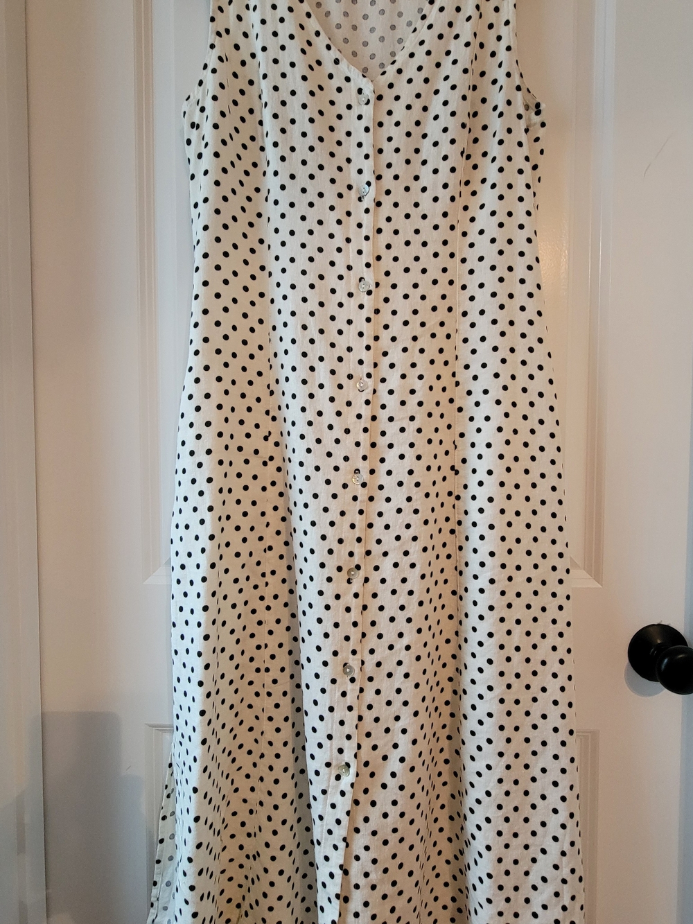 Tahari Black Polka Dot Linen Dress